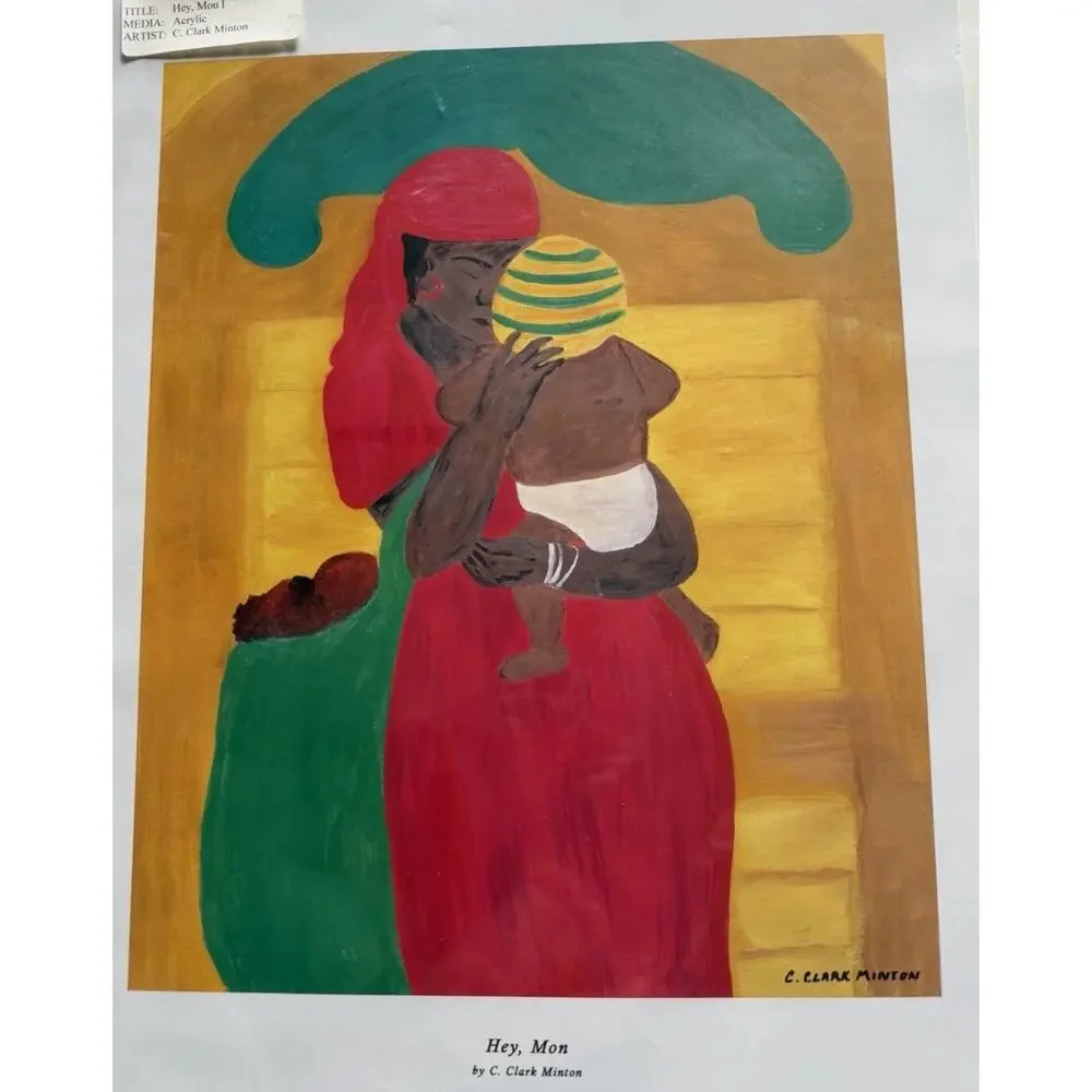 C. Clark Minton “Hey, Mon” Matted Giclée Print Caribbean Style Art (Damaged) - Picture 10 of 12
